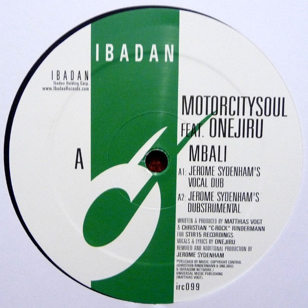 Motorcitysoul Feat. Onejiru / Jerome Sydenham & Dennis Ferrer : Mbali / Jero (12")