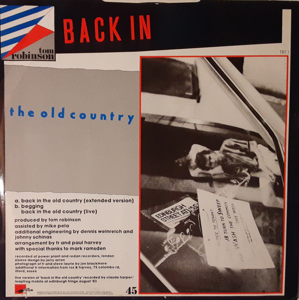 Tom Robinson : Back In The Old Country (12", Single)