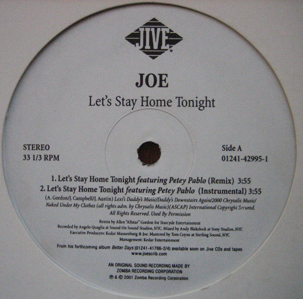 Joe : Let's Stay Home Tonight (12")