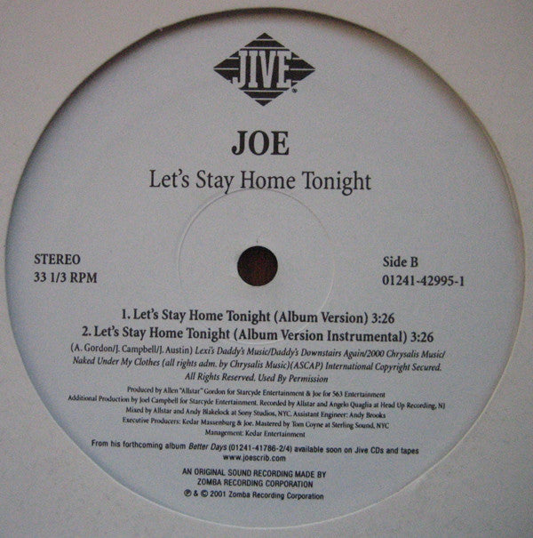 Joe : Let's Stay Home Tonight (12")