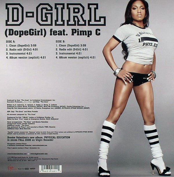 Brooke Valentine feat. Pimp C : D-Girl (Dopegirl) (12", Single)