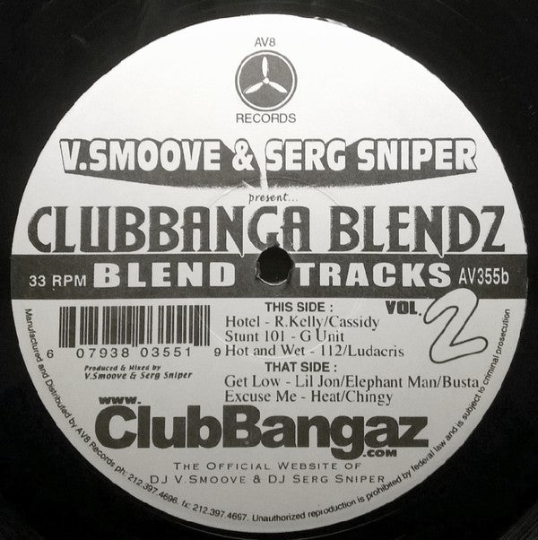 V. Smoove & Serg Sniper : Clubbanga Blendz Vol. 2 (12")