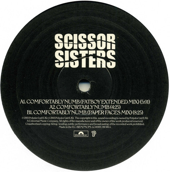 Scissor Sisters : Comfortably Numb (12")