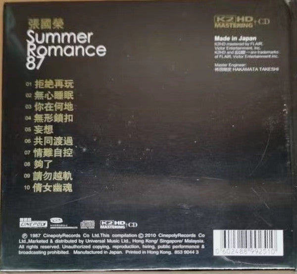 張國榮* : Summer Romance '87 (CD, Album, RE, RM, K2H)