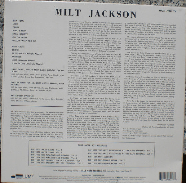 Milt Jackson With John Lewis (2), Percy Heath, Kenny Clarke, Lou Donaldson And The Thelonious Monk Quintet : Milt Jackson With John Lewis, Percy Heath, Kenny Clarke, Lou Donaldson And The Thelonious Monk Quintet (LP, Comp, Mono, RE, RM, 180)