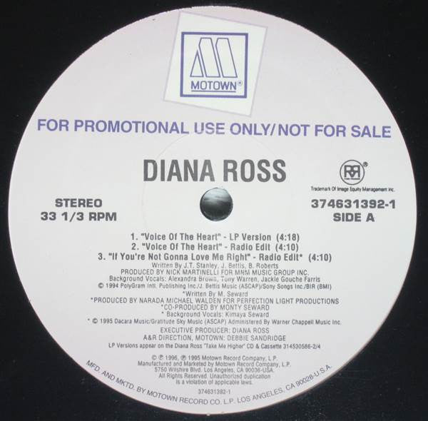 Diana Ross : Voice Of The Heart / If You're Not Gonna Love Me Right (12", Promo)