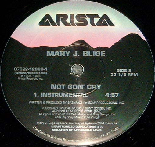 Mary J. Blige : Not Gon' Cry (12")