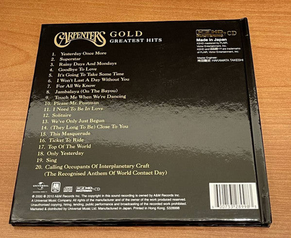 Carpenters : Gold:  Greatest Hits (CD, Comp, Ltd, K2 )