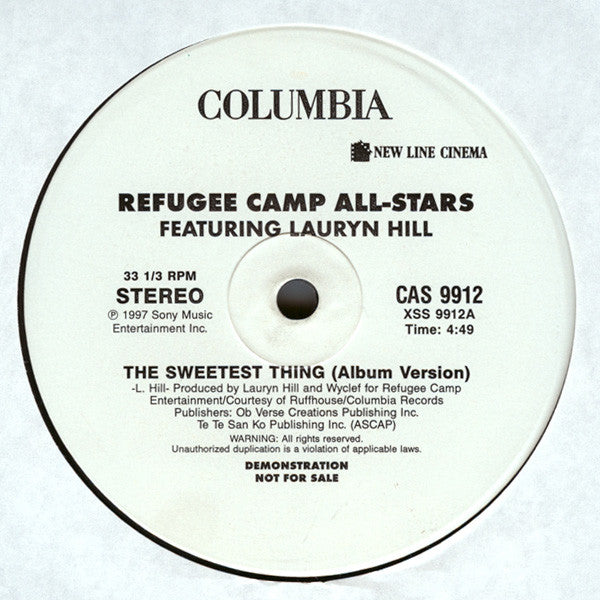 Refugee Camp All Stars Featuring Lauryn Hill : The Sweetest Thing (12", Promo)