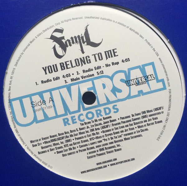 Famil : You Belong To Me (12", Single, Promo)