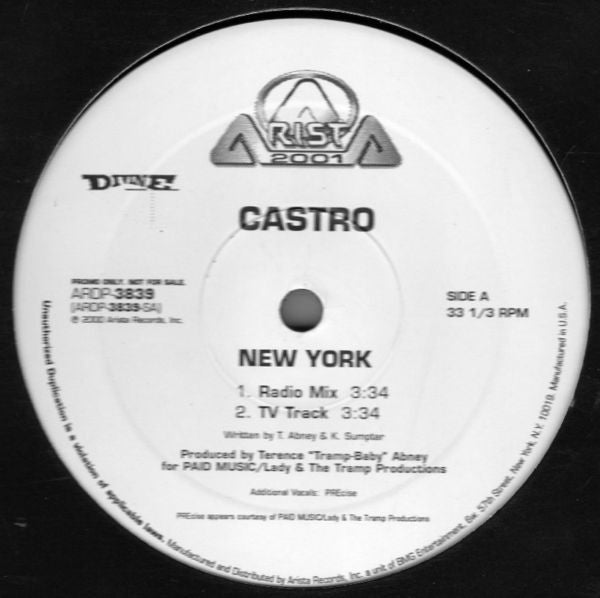 Castro : New York (12", Maxi, Promo)