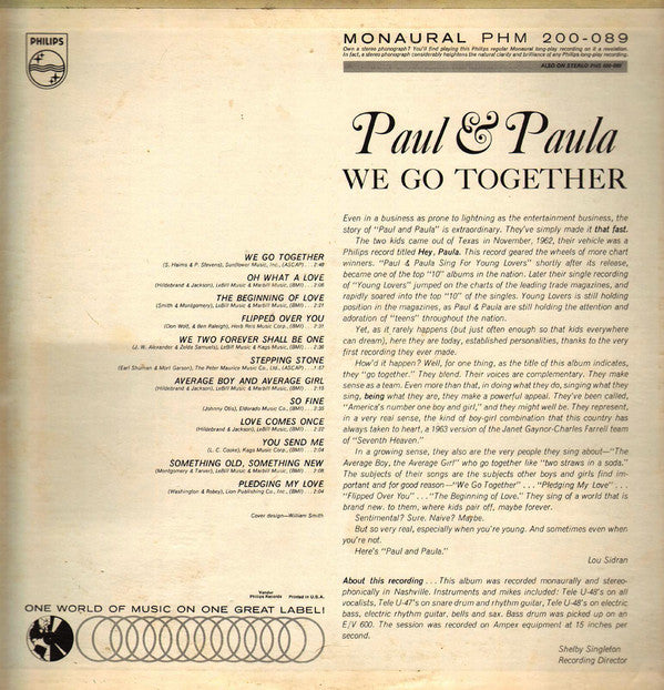 Paul & Paula : We Go Together (LP, Album, Mono)