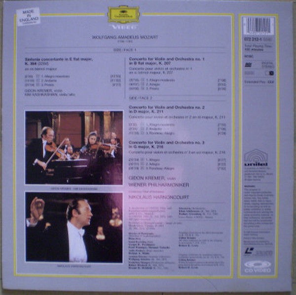 Wolfgang Amadeus Mozart, Gidon Kremer, Kim Kashkashian, Wiener Philharmoniker, Nikolaus Harnoncourt : Mozart: Violin Concertos Nos. 1-3 Sinfonia Concertante K.364 (CDV)