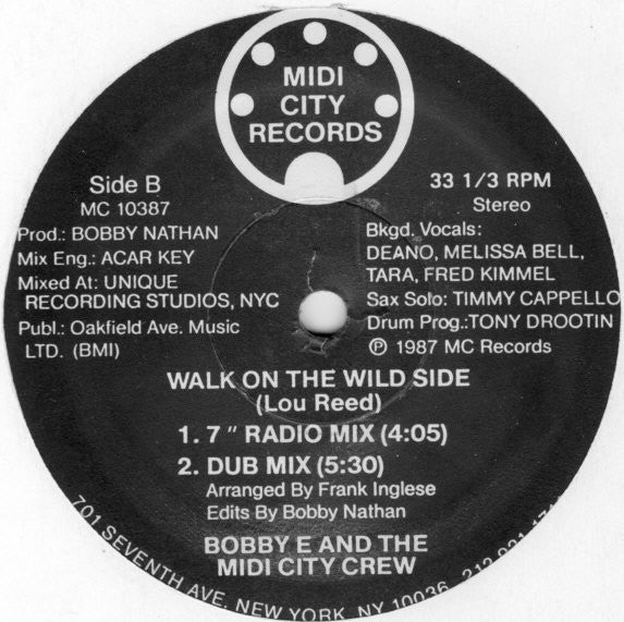 Bobby E And The Midi City Crew : Walk On The Wild Side (12")