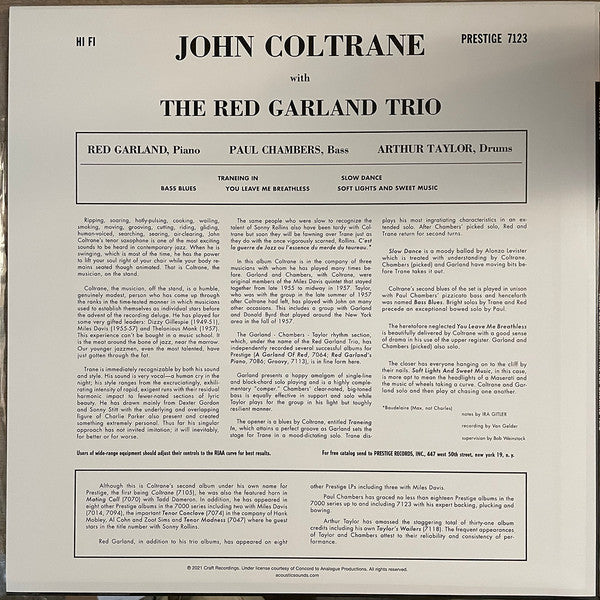 John Coltrane With The Red Garland Trio : John Coltrane With The Red Garland Trio (LP, Album, Mono, Ltd, RE, RP, 200)