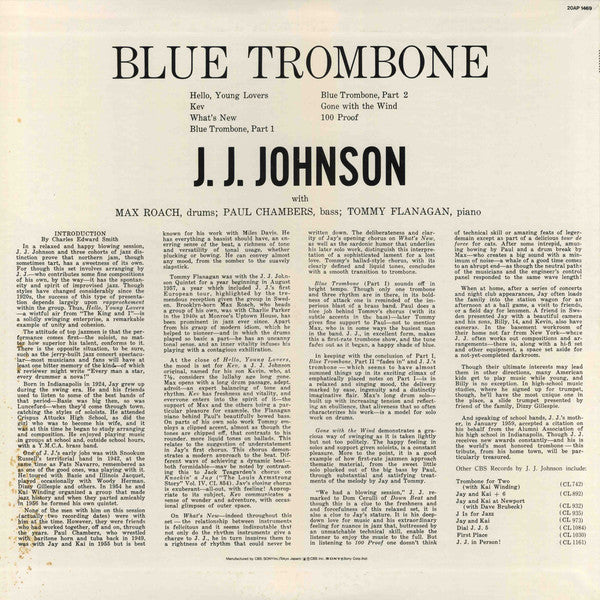 J.J. Johnson : Blue Trombone (LP, Album, Mono, RE)