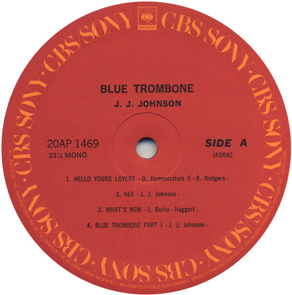 J.J. Johnson : Blue Trombone (LP, Album, Mono, RE)