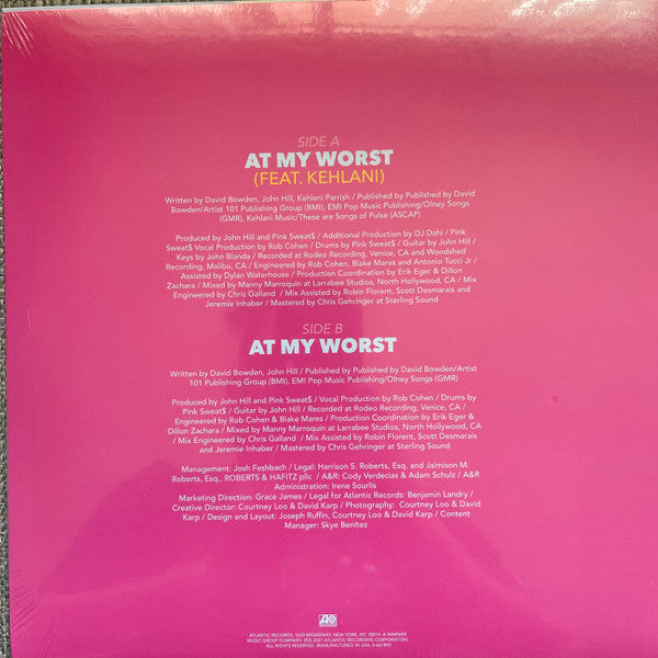 Pink Sweat$ Featuring Kehlani : At My Worst Kehlani Remix (12", Single, Ltd, Pin)