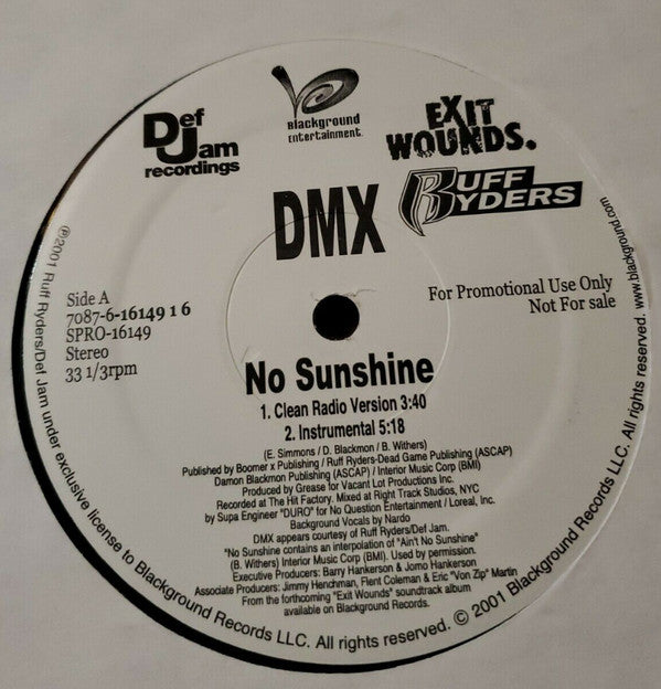 DMX : No Sunshine (12", Promo)