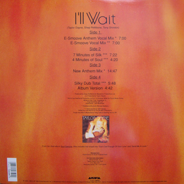 Taylor Dayne : I'll Wait (2x12", Gat)