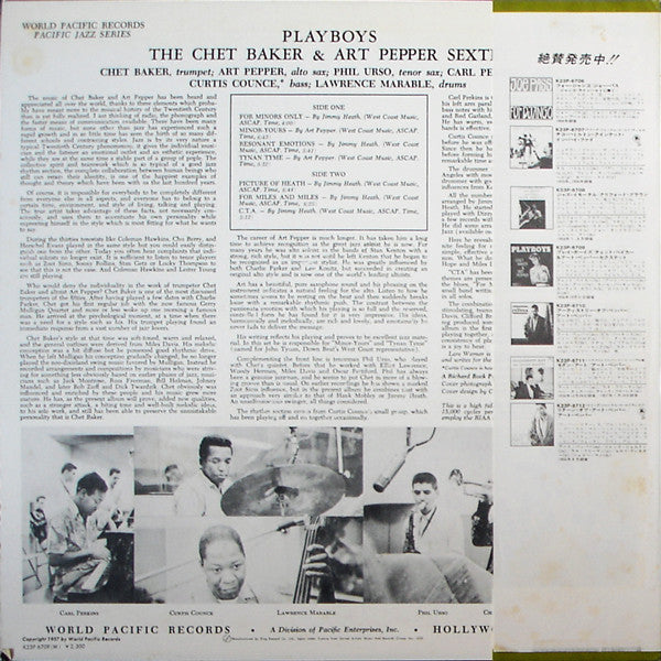 Chet Baker & Art Pepper : Playboys (LP, Album, Mono, RE)