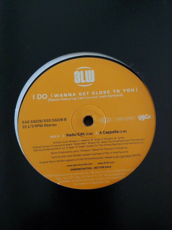 3LW : I Do (Wanna Get Close To You) (Remix) (12", Promo)