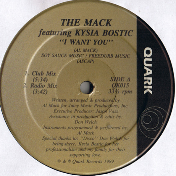 Al Mack Featuring Kysia Bostic : I Want You (12")