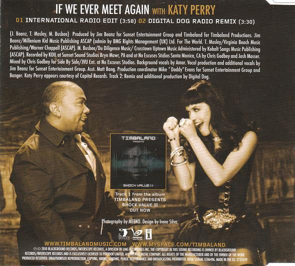 Timbaland With Katy Perry : If We Ever Meet Again (CD, Single, J-c)