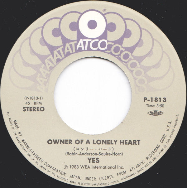 Yes = Yes : Owner Of A Lonely Heart = ロンリー・ハート (7", Single)