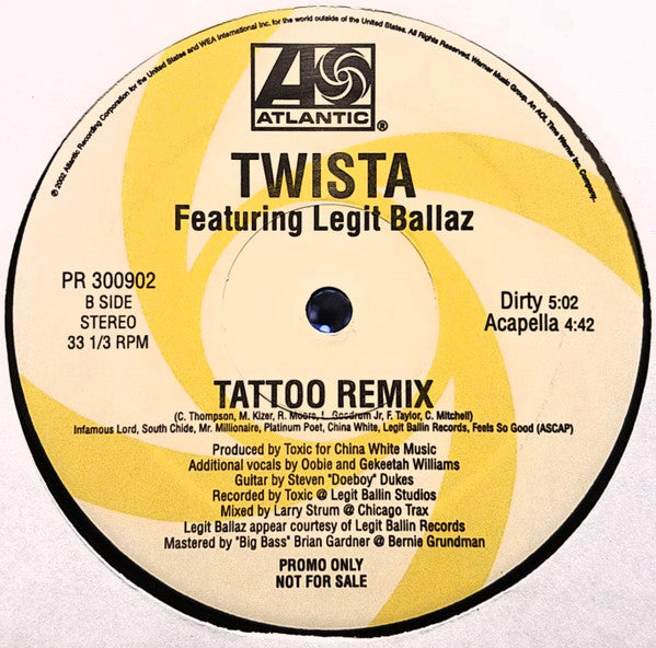 Twista : Tattoo (Remix) (12", Promo)