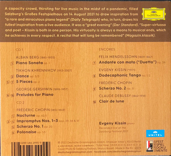 Yevgeny Kissin, Alban Berg, Frédéric Chopin, George Gershwin, Тихон Хренников : The Salzburg Recital (2xCD)