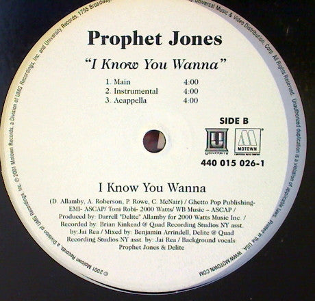 Prophet Jones : Woof / I Know You Wanna (12", Promo)