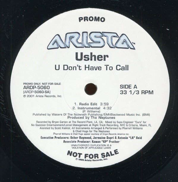 Usher : U Don't Have To Call (12", Promo)