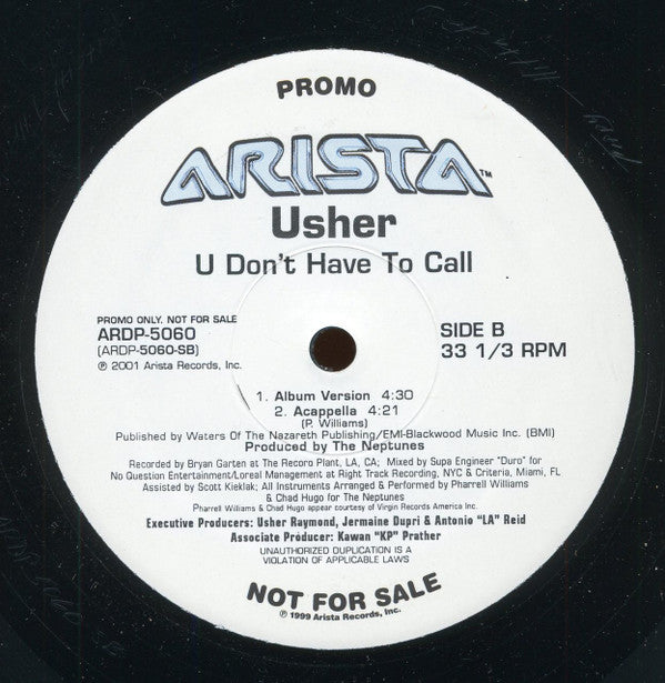 Usher : U Don't Have To Call (12", Promo)