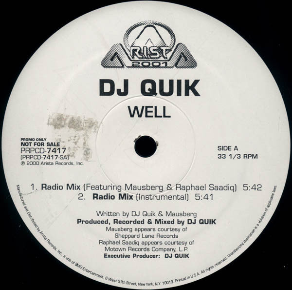 DJ Quik : Well (12", Single, Promo)