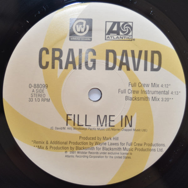 Craig David : Fill Me In (12")