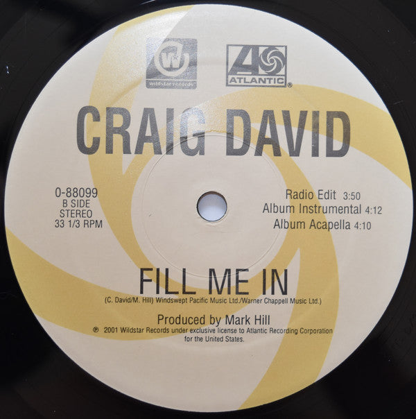 Craig David : Fill Me In (12")