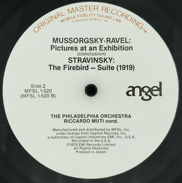 Modest Mussorgsky / Maurice Ravel / Igor Stravinsky, The Philadelphia Orchestra, Riccardo Muti : Pictures At An Exhibition / The Firebird (Suite, 1919) (LP, Album, RE, RM)