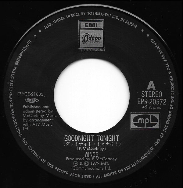 Wings (2) : Goodnight Tonight (7")