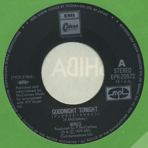 Wings (2) : Goodnight Tonight (7")