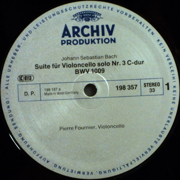 Johann Sebastian Bach – Pierre Fournier : Sechs Suiten Für Violoncello Solo (BWV 1007-1012) (Box + 3xLP, RE, RP)