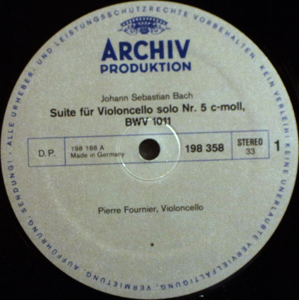 Johann Sebastian Bach – Pierre Fournier : Sechs Suiten Für Violoncello Solo (BWV 1007-1012) (Box + 3xLP, RE, RP)