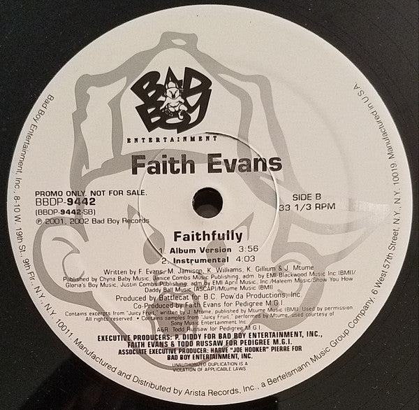 Faith Evans : Burnin' Up / Faithfully (12", Promo)