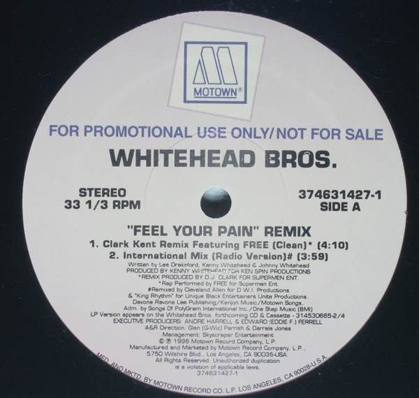 Whitehead Bros. : Feel Your Pain (Remix) (12", Promo)