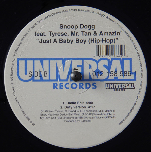 Snoop Dogg Featuring Tyrese & Mr. Tan : Just A Baby Boy (12")