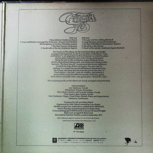 Yes : Fragile (LP, Album, RE, Gat)