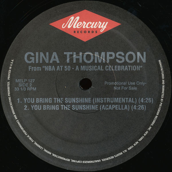 Gina Thompson : You Bring The Sunshine (12", Promo)