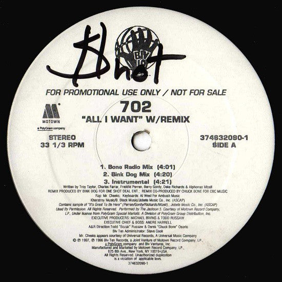 702 : All I Want (Remixes) (12", Promo)