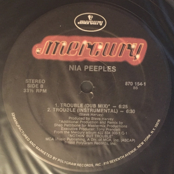 Nia Peeples : Trouble (12", Single, 53)