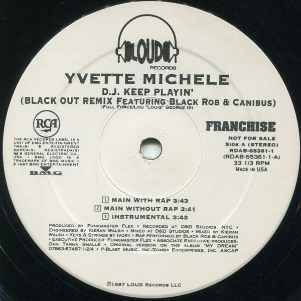 Yvette Michele : D.J. Keep Playin' (Blackout Remix) (12", Promo)